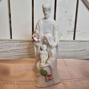 Touch Of Rose By Roman Holy Family Bisque Porcelain Figurine
